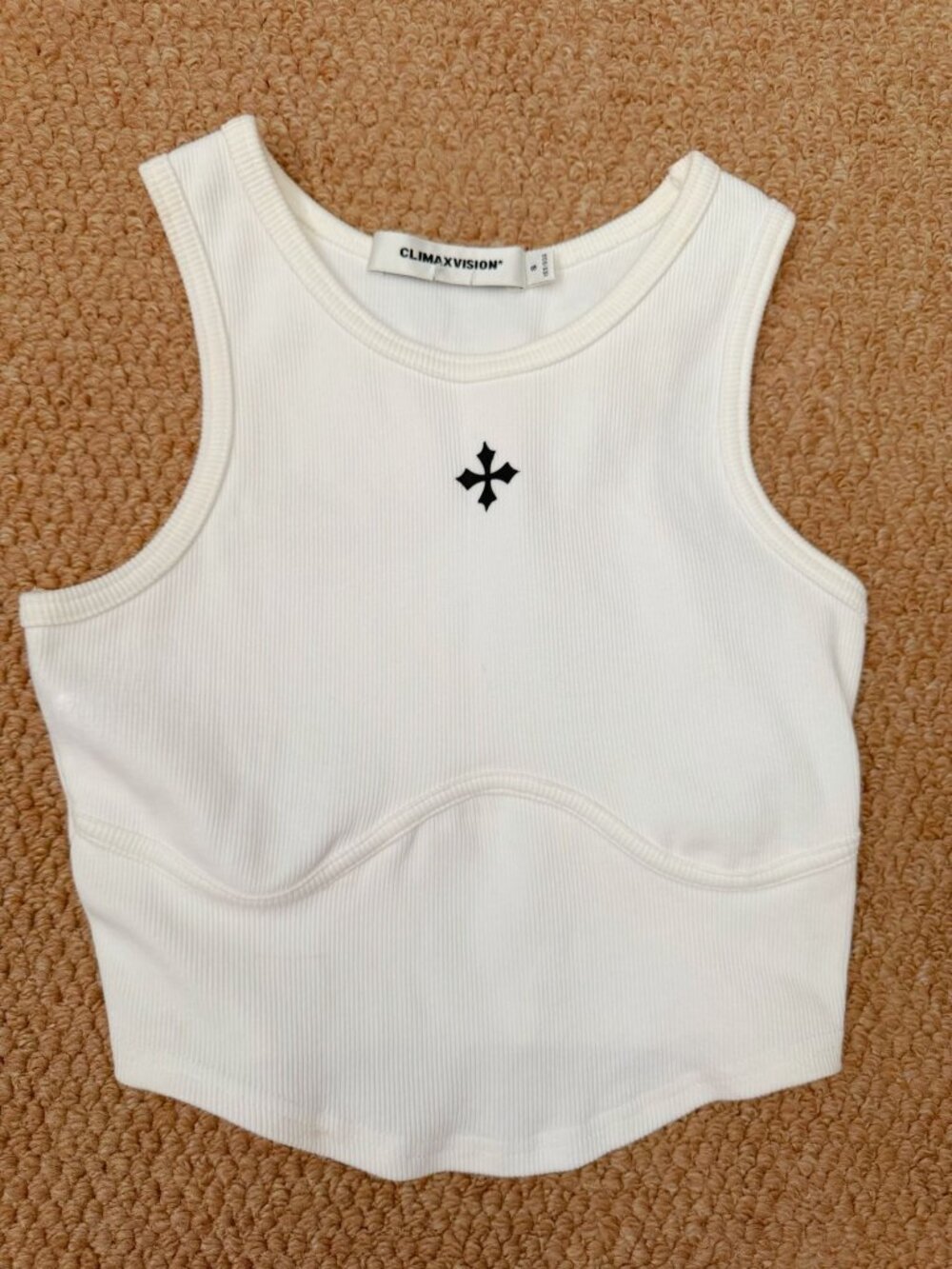CLIMAXVISION White Cropped Tank Top Size S - Picture 2 of 4